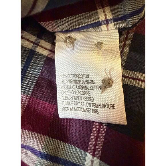 Black Brown 1826 button up shirt plaid size large cotton long-sleeve - Picture 3 of 7